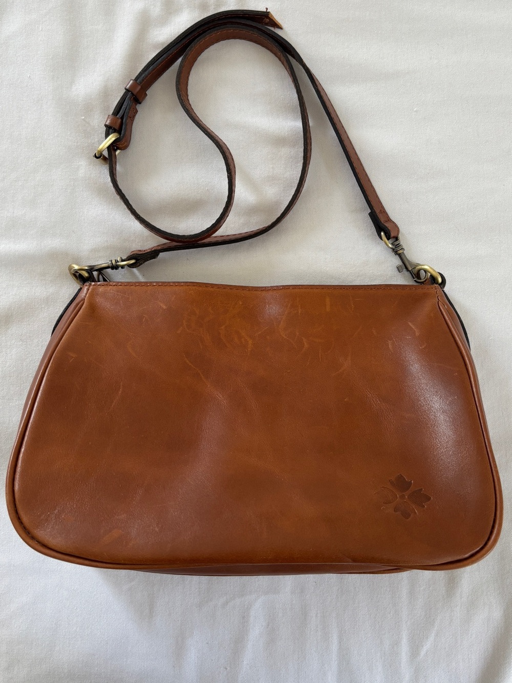 Patricia Nash Ikaria Brown Leather Shoulder Bag Purse with Crossbody Strap